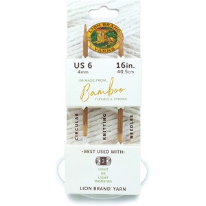 Lion Brand Yarn Bamboo Knitting Needles, 16 inch Circular Needles for Light/DK and Medium Yarns, Size 6 (4mm)