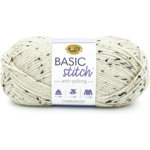 Lion Brand Yarn Basic Stitch Anti-Pilling Yarn for Crocheting, Knitting, and Crafts, Almond, 3 Pack(Almond Tweed)