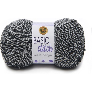 Lion Brand Yarn Basic Stitch Anti-Pilling Yarn for Crocheting, Knitting, and Crafts, Almond, 3 Pack(Black/White)