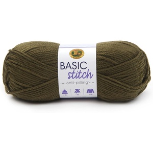 Lion Brand Yarn Basic Stitch Anti-Pilling Yarn for Crocheting, Knitting, and Crafts, Almond, 3 Pack(Olive)