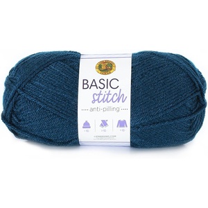 Lion Brand Yarn Basic Stitch Anti-Pilling Yarn for Crocheting, Knitting, and Crafts, Cocoa, 1 Pack(Steel Blue)