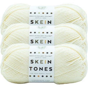 Lion Brand Yarn Basic Stitch Anti-Pilling Yarn for Crocheting, Knitting, and Crafts, Ivory, 3 Pack