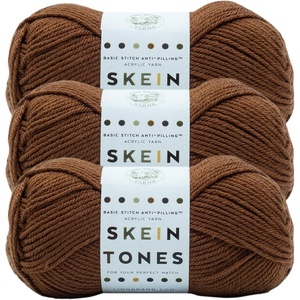 Lion Brand Yarn Basic Stitch Anti-Pilling Yarn for Crocheting, Knitting, and Crafts, Mahogany, 3 Pack