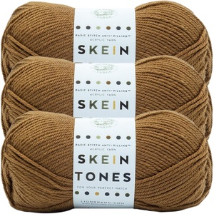 Lion Brand Yarn Basic Stitch Anti-Pilling Yarn for Crocheting, Knitting, and Crafts, Nutmeg, 3 Pack