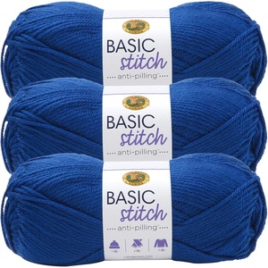 Lion Brand Yarn Basic Stitch Anti-Pilling Yarn for Crocheting, Knitting, and Crafts, Royal Blue, 3 Pack