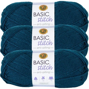 Lion Brand Yarn Basic Stitch Anti-Pilling Yarn for Crocheting, Knitting, and Crafts, Steel Blue, 3 Pack