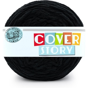Lion Brand Yarn, Cover Story Blanket Yarn for Knitting, Crochet and Crafts, Mercury, 1 Pack, Super Bulky Fiber for Soft Aghans, Cozy Pillows, and Easy-Care Stuffed Animals(Obsidian)