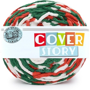 Lion Brand Yarn, Cover Story Blanket Yarn for Knitting, Crochet and Crafts, Mercury, 1 Pack, Super Bulky Fiber for Soft Aghans, Cozy Pillows, and Easy-Care Stuffed Animals(Peppermints)