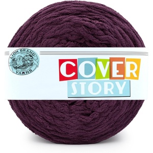 Lion Brand Yarn, Cover Story Blanket Yarn for Knitting, Crochet and Crafts, Mercury, 1 Pack, Super Bulky Fiber for Soft Aghans, Cozy Pillows, and Easy-Care Stuffed Animals(Aubergine)
