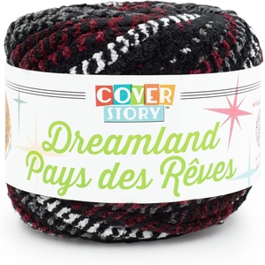 Lion Brand Yarn Cover Story Dreamland, Blanket Yarn, Tartan, 1 Pack(Black Cherry)