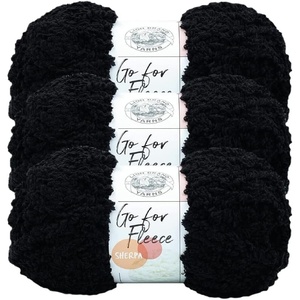Lion Brand Yarn Go for Fleece Sherpa Jumbo Yarn for Knitting, Crocheting, and Crafting, 3 Pack, Black