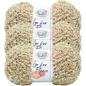Lion Brand Yarn Go for Fleece Sherpa Jumbo Yarn for Knitting, Crocheting, and Crafting, 3 Pack, Caramel