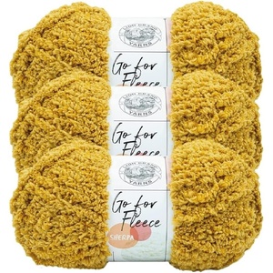 Lion Brand Yarn Go for Fleece Sherpa Jumbo Yarn for Knitting, Crocheting, and Crafting, 3 Pack, Gold
