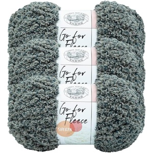 Lion Brand Yarn Go for Fleece Sherpa Jumbo Yarn for Knitting, Crocheting, and Crafting, 3 Pack, Stone