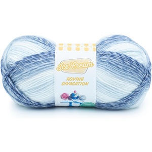 Lion Brand Yarn Ice Cream Roving Stripes, Self-Striping Yarn for Knitting and Crochet, Blueberry Pie, 1 Pack