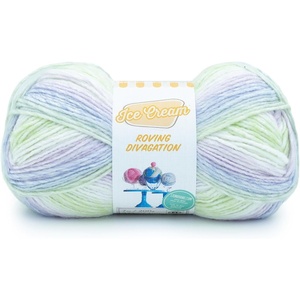 Lion Brand Yarn Ice Cream Roving Stripes, Self-Striping Yarn for Knitting and Crochet, Cotton Candy, 1 Pack