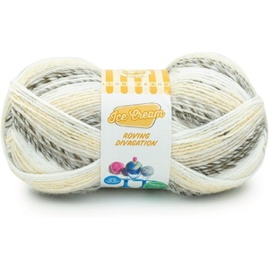 Lion Brand Yarn Ice Cream Roving Stripes Yarn, Toasted Marshmallow, 1 Count (Pack of 1)