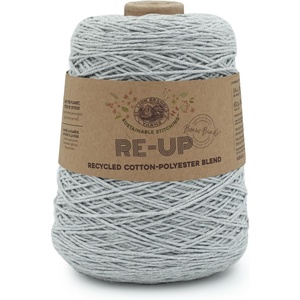 Lion Brand Yarn, Re-Up Bonus Bundle Yarn for Crocheting & Knitting, Pomegranate, 1 Pack | Recycled Cotton, Polyester Blend Yarn for Knitting, Crochet, Crafts, Worsted Fiber for Bags, Kitchen Dishcloths, Blankets(Silver Lining)