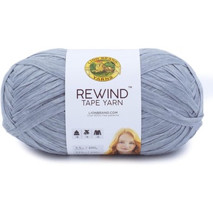 Lion Brand Yarn, Rewind Bulky Flat Tape Yarn for Crochet, Knitting and Crafts, Moto Jacket, 1 Pack, Soft Fiber for Bags, Summer Hats, and Shawls, Dark Grey(Arctic Ice)