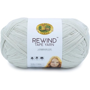 Lion Brand Yarn, Rewind Bulky Flat Tape Yarn for Crochet, Knitting and Crafts, Moto Jacket, 1 Pack, Soft Fiber for Bags, Summer Hats, and Shawls, Dark Grey(Elm)