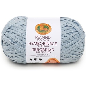 Lion Brand Yarn, Rewind Bulky Flat Tape Yarn for Crochet, Knitting and Crafts, Moto Jacket, 1 Pack, Soft Fiber for Bags, Summer Hats, and Shawls, Dark Grey(Marbles)