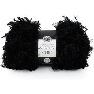 Lion Brand Yarn Shaggy Chic, Fashion Yarn for Knitting and Crochet, Hot Pink, 1 Pack(Ebony)