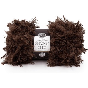 Lion Brand Yarn Shaggy Chic, Fashion Yarn for Knitting and Crochet, Hot Pink, 1 Pack(Mocha)