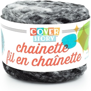 Lion Brand Yarn, Super Bulky Cover Story Chainette, Blanket Yarn for Knitting and Crochet, Black, 1 Pack(Black)