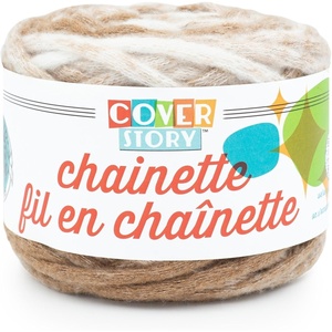 Lion Brand Yarn, Super Bulky Cover Story Chainette, Blanket Yarn for Knitting and Crochet, Black, 1 Pack(Camel)