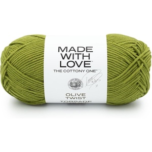 Lion Brand Yarn, Tom Daley Made with Love The Cottony One Yarn for Crocheting, Knitting, and Crafts, Red Red Wine, 1 Pack | Tom Daley Made With Love Cotton, Acrylic Yarn for Knitting, Crochet, Crafts, Worsted Fiber for Soft Blankets, Hats, Sweaters(Olive Twist)