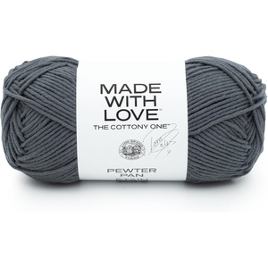 Lion Brand Yarn, Tom Daley Made with Love The Cottony One Yarn for Crocheting, Knitting, and Crafts, Red Red Wine, 1 Pack | Tom Daley Made With Love Cotton, Acrylic Yarn for Knitting, Crochet, Crafts, Worsted Fiber for Soft Blankets, Hats, Sweaters(Pewter Pan)