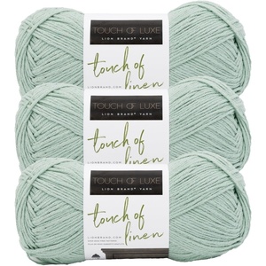 Lion Brand Yarn, Touch of Linen Crochet Yarn, Cove, Aqua, 3 Pack | Cotton Linen Blend Yarn for Knitting, Crochet, Crafts, Worsted Weight Fiber for Blankets, Soft Shawls, Sweaters, Clothes