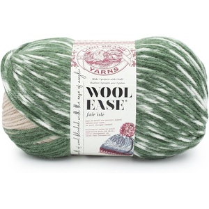 Lion Brand Yarn Wool Ease Fair Isle, Yarn for Knitting, Thistle/Orchid, 1 Pack(Beige/Olive)