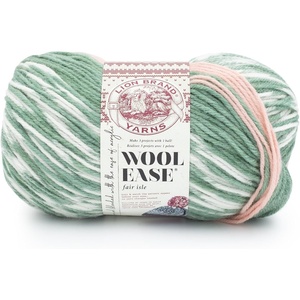 Lion Brand Yarn Wool Ease Fair Isle, Yarn for Knitting, Thistle/Orchid, 1 Pack(Sage/Pink Salt)