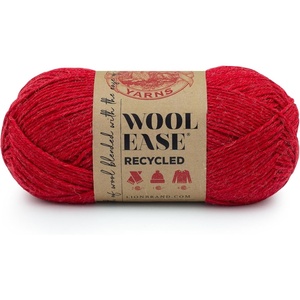 Lion Brand Yarn Wool-Ease Recycled Light Worsted-Weight Yarn for Knitting and Crochet, Cream, 3 Pack, Wool and Acrylic Blend Fiber Perfect for Scarves, Hats and Blankets, 196 Yards(Red)