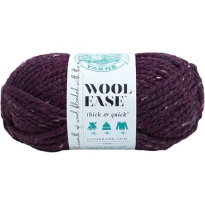 Lion Brand Yarn Wool-Ease Thick and Quick Yarn, Soft and Bulky Yarn for Knitting, Crocheting, and Crafting, 3 Pack, Abalone | Super Bulky Wool Acrylic Blend Fiber for Soft Hats, Sweaters, Chunky Blankets, Yarn for Crochet, Knitting, Crafts, Weaving(Raisin)