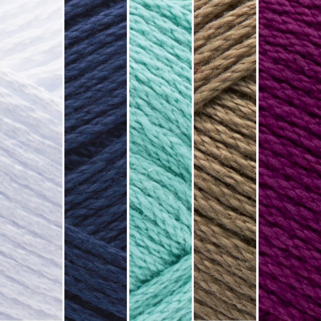 image:imageLion Brand Yarn 247 Cotton Mercerized Lightweight Yarn for Knitting Crochet and Crafts Tea Party 5 Pack Multicolor Pack of Natural Fiber for Breathable Tops Durable Bags and Dish ClothsBeatnik