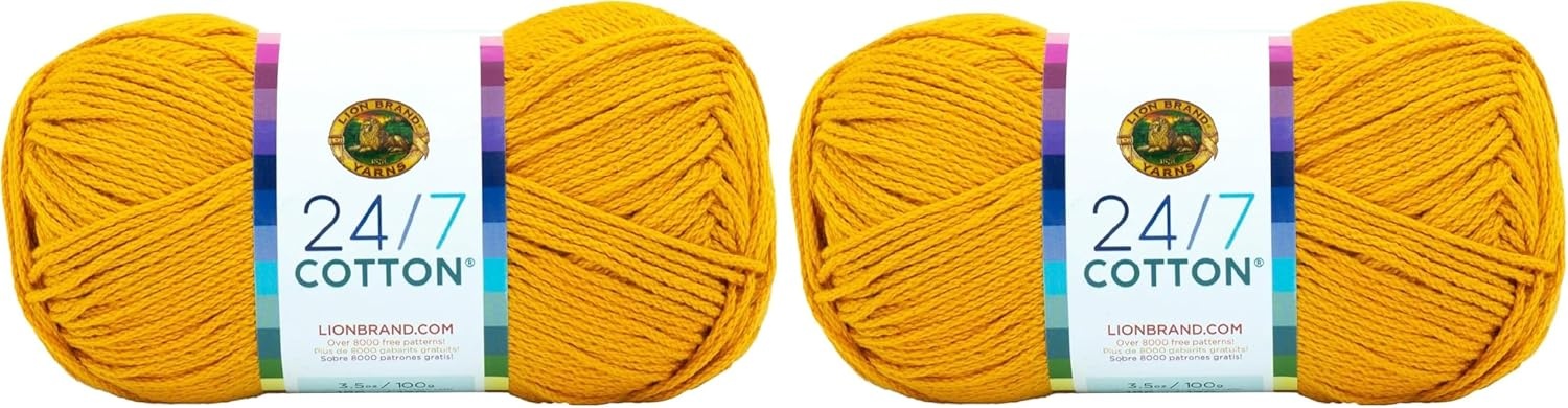 image:imageLion Brand Yarn 247 Cotton Mercerized Lightweight Yarn for Knitting Crochet and Crafts Tea Party 5 Pack Multicolor Pack of Natural Fiber for Breathable Tops Durable Bags and Dish ClothsGoldenrod