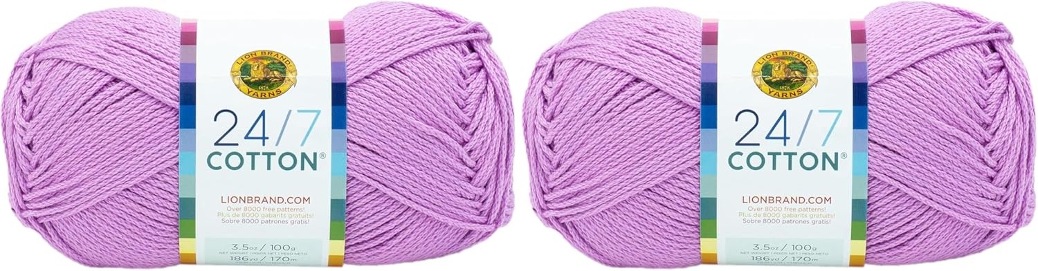 image:imageLion Brand Yarn 247 Cotton Mercerized Lightweight Yarn for Knitting Crochet and Crafts Tea Party 5 Pack Multicolor Pack of Natural Fiber for Breathable Tops Durable Bags and Dish ClothsOrchid