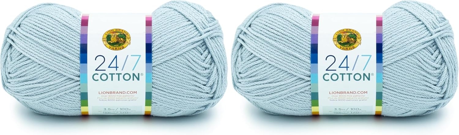 image:imageLion Brand Yarn 247 Cotton Mercerized Lightweight Yarn for Knitting Crochet and Crafts Tea Party 5 Pack Multicolor Pack of Natural Fiber for Breathable Tops Durable Bags and Dish ClothsCool Grey