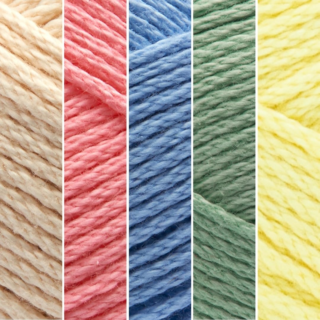 image:imageLion Brand Yarn 247 Cotton Mercerized Lightweight Yarn for Knitting Crochet and Crafts Tea Party 5 Pack Multicolor Pack of Natural Fiber for Breathable Tops Durable Bags and Dish ClothsTea Party