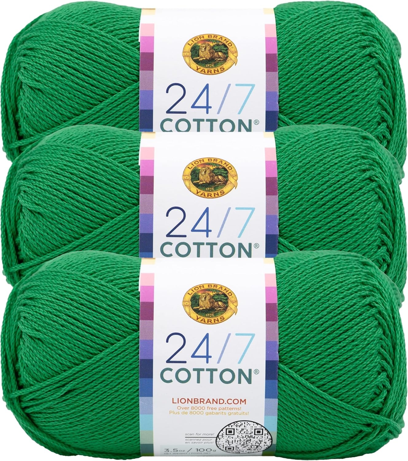 image:imageLion Brand Yarn 247 Cotton Mercerized Lightweight Yarn for Knitting Crochet and Crafts Tea Party 5 Pack Multicolor Pack of Natural Fiber for Breathable Tops Durable Bags and Dish ClothsIvy League