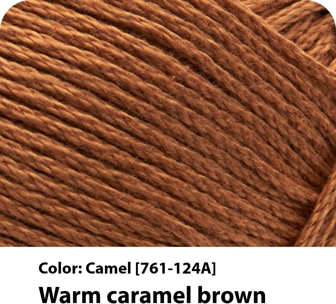 image:imageLion Brand Yarn 247 Cotton Mercerized Lightweight Yarn for Knitting Crochet and Crafts Tea Party 5 Pack Multicolor Pack of Natural Fiber for Breathable Tops Durable Bags and Dish ClothsCamel