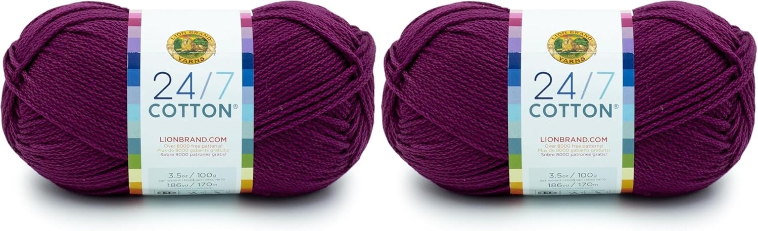 image:imageLion Brand Yarn 247 Cotton Mercerized Lightweight Yarn for Knitting Crochet and Crafts Tea Party 5 Pack Multicolor Pack of Natural Fiber for Breathable Tops Durable Bags and Dish ClothsBeets