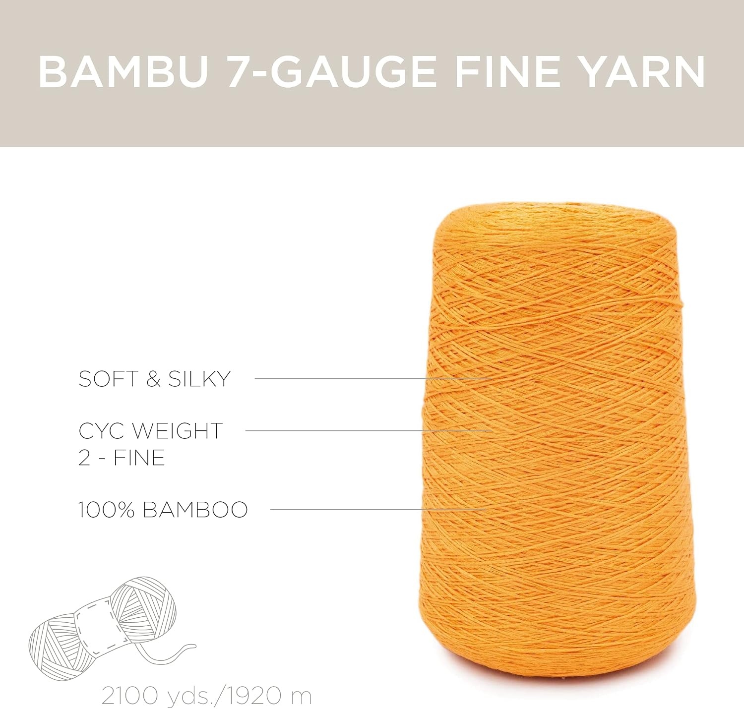 image:imageSilk City Fibers Bambu 7gg 100 Viscose derived from Bamboo Yarn for Machine Knitting Weaving and Crochet Cyclamen 1 Cone Designer Yarn for Garments Soft Shawls and Fingering Weight ProjectsTangerine