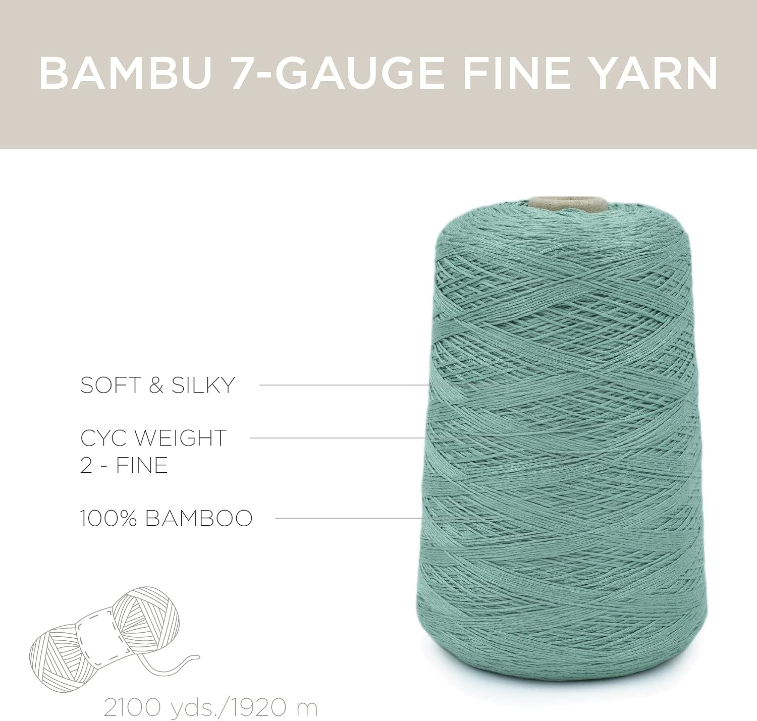 image:imageSilk City Fibers Bambu 7gg 100 Viscose derived from Bamboo Yarn for Machine Knitting Weaving and Crochet Cyclamen 1 Cone Designer Yarn for Garments Soft Shawls and Fingering Weight ProjectsRosemary