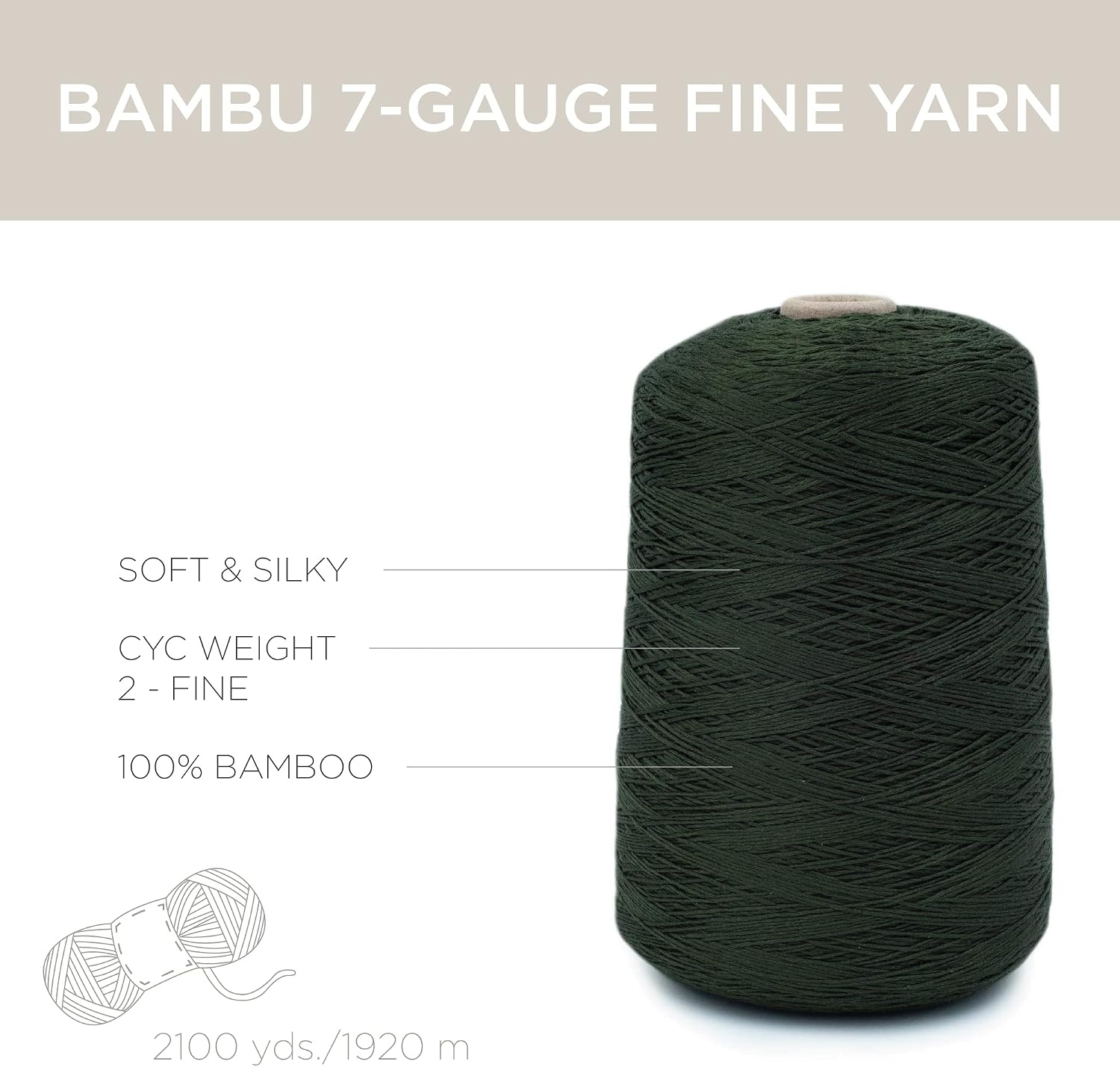 image:imageSilk City Fibers Bambu 7gg 100 Viscose derived from Bamboo Yarn for Machine Knitting Weaving and Crochet Cyclamen 1 Cone Designer Yarn for Garments Soft Shawls and Fingering Weight ProjectsKelp