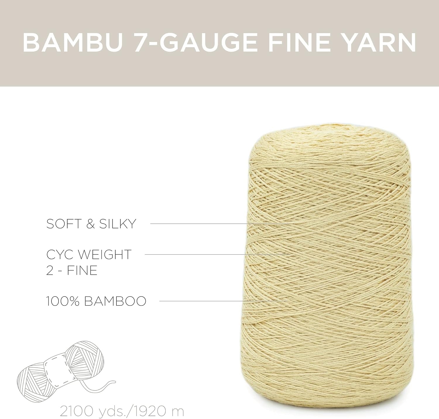 image:imageSilk City Fibers Bambu 7gg 100 Viscose derived from Bamboo Yarn for Machine Knitting Weaving and Crochet Cyclamen 1 Cone Designer Yarn for Garments Soft Shawls and Fingering Weight ProjectsGolden Wheat