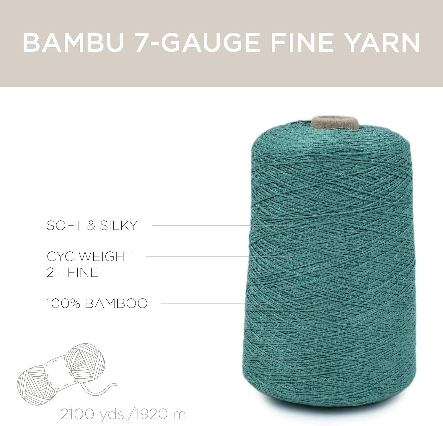 image:imageSilk City Fibers Bambu 7gg 100 Viscose derived from Bamboo Yarn for Machine Knitting Weaving and Crochet Cyclamen 1 Cone Designer Yarn for Garments Soft Shawls and Fingering Weight ProjectsSpruce