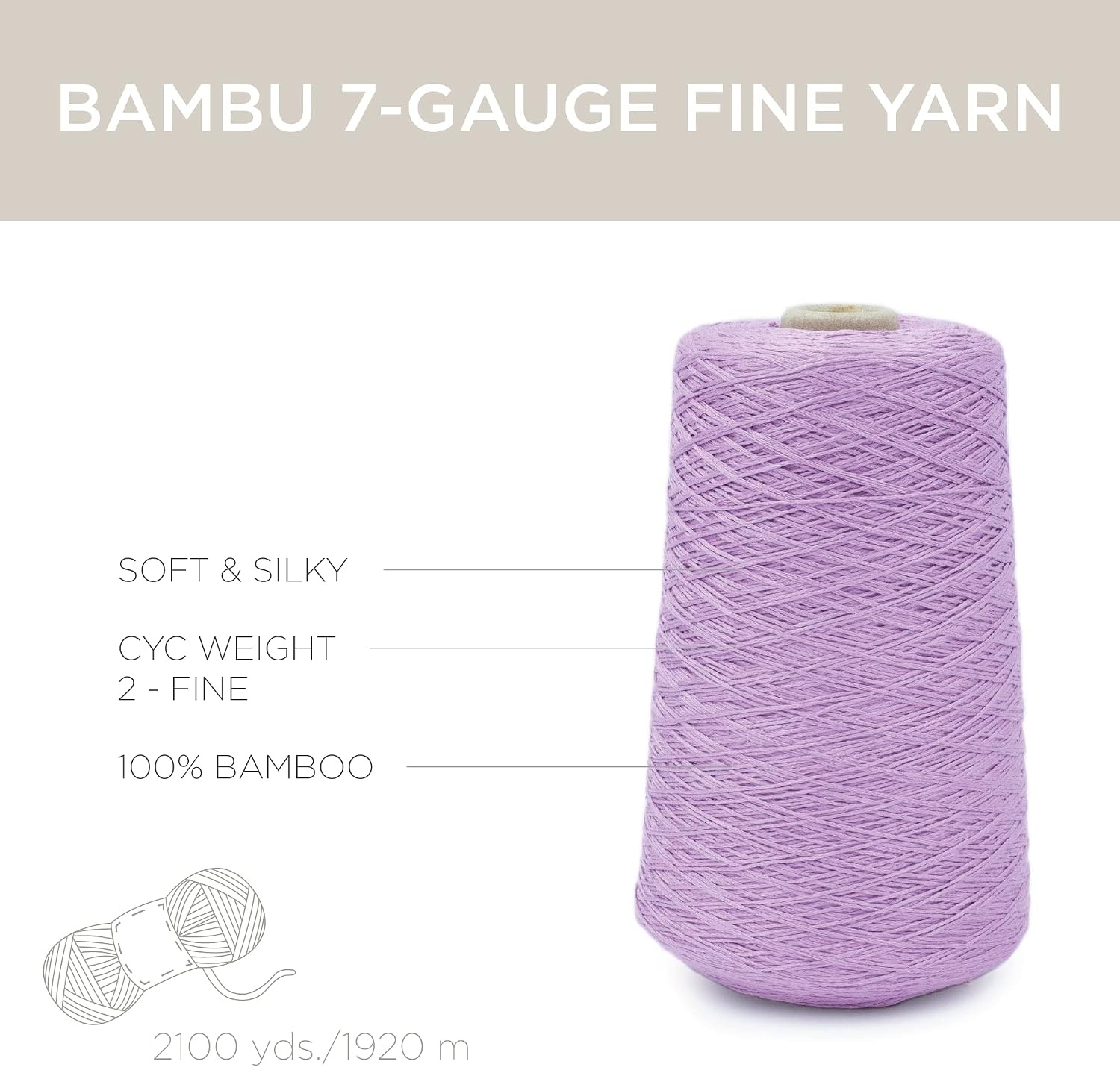 image:imageSilk City Fibers Bambu 7gg 100 Viscose derived from Bamboo Yarn for Machine Knitting Weaving and Crochet Cyclamen 1 Cone Designer Yarn for Garments Soft Shawls and Fingering Weight ProjectsCrocus